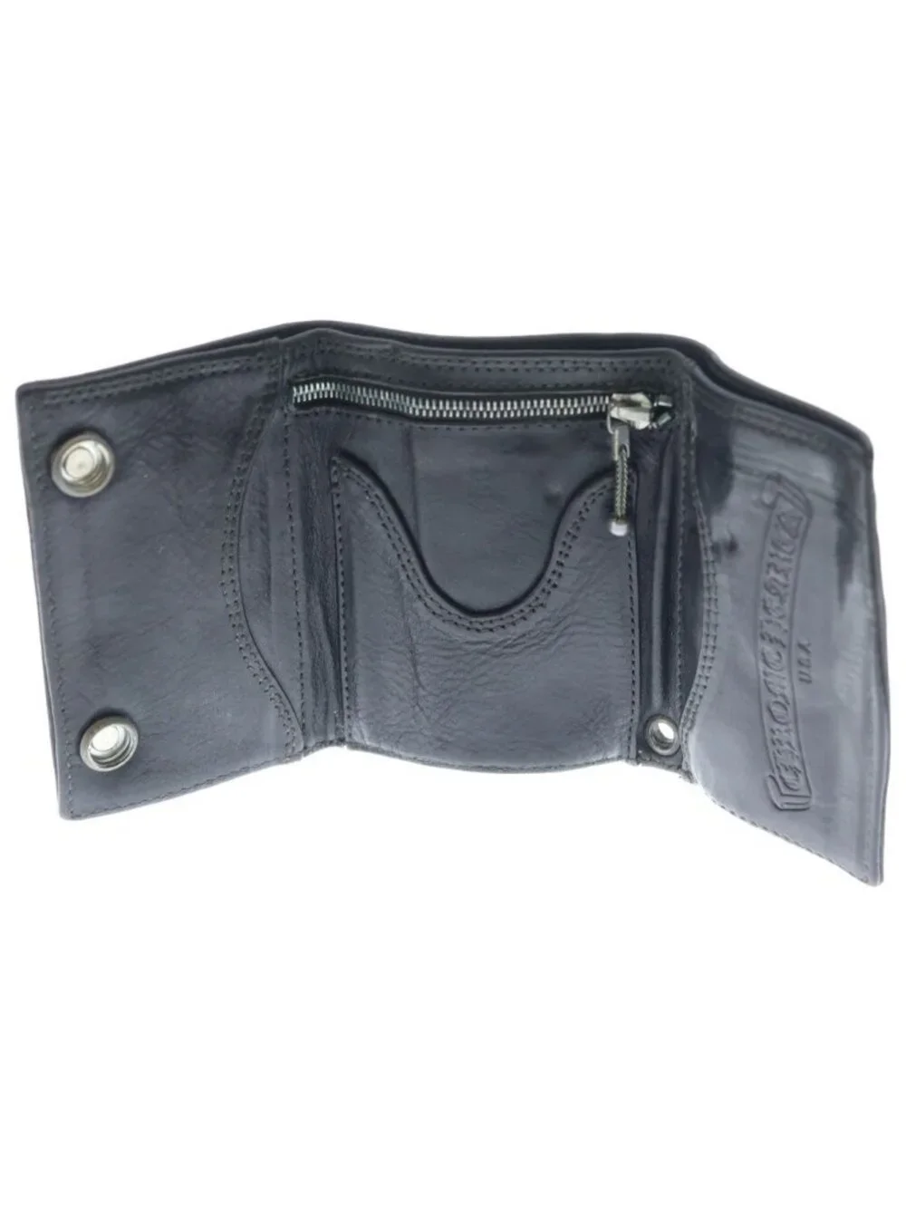 Chrome Hearts Cross Ball Button Leather Wallet Black